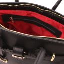 TL Bag Handtasche aus Leder mit Goldfarbenen Beschläge Schwarz TL141529