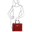 Palermo Saffiano Leather Briefcase 3 Compartments for Women Red TL10060