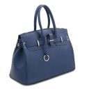 TL Bag Leather Handbag With Golden Hardware Dark Blue TL141529