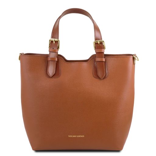 TL Bag Saffiano Leather Tote Cognac TL141696