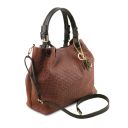 TL KeyLuck Woven Printed Leather Shopping bag Cinnamon TL141573