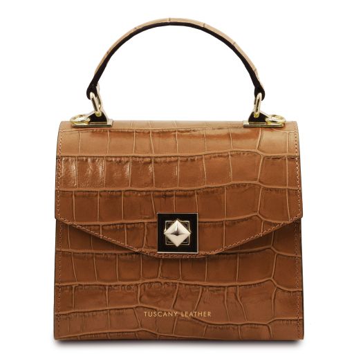 Atena Borsa a Mano in Pelle Stampa Cocco Cognac TL142267