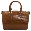 Layla Croc Print Leather Duffle bag Cognac TL142398