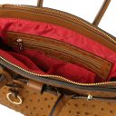 TL Bag Borsa a Mano in Pelle Stampata Effetto Struzzo Cognac TL142120