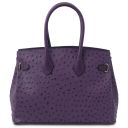 TL Bag Bolso de Mano en Piel Estampada Efecto de Avestruz Violeta TL142120