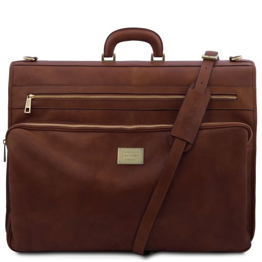 Papeete Kleidersack aus Leder mit Grosse Vortasche Braun TL142337