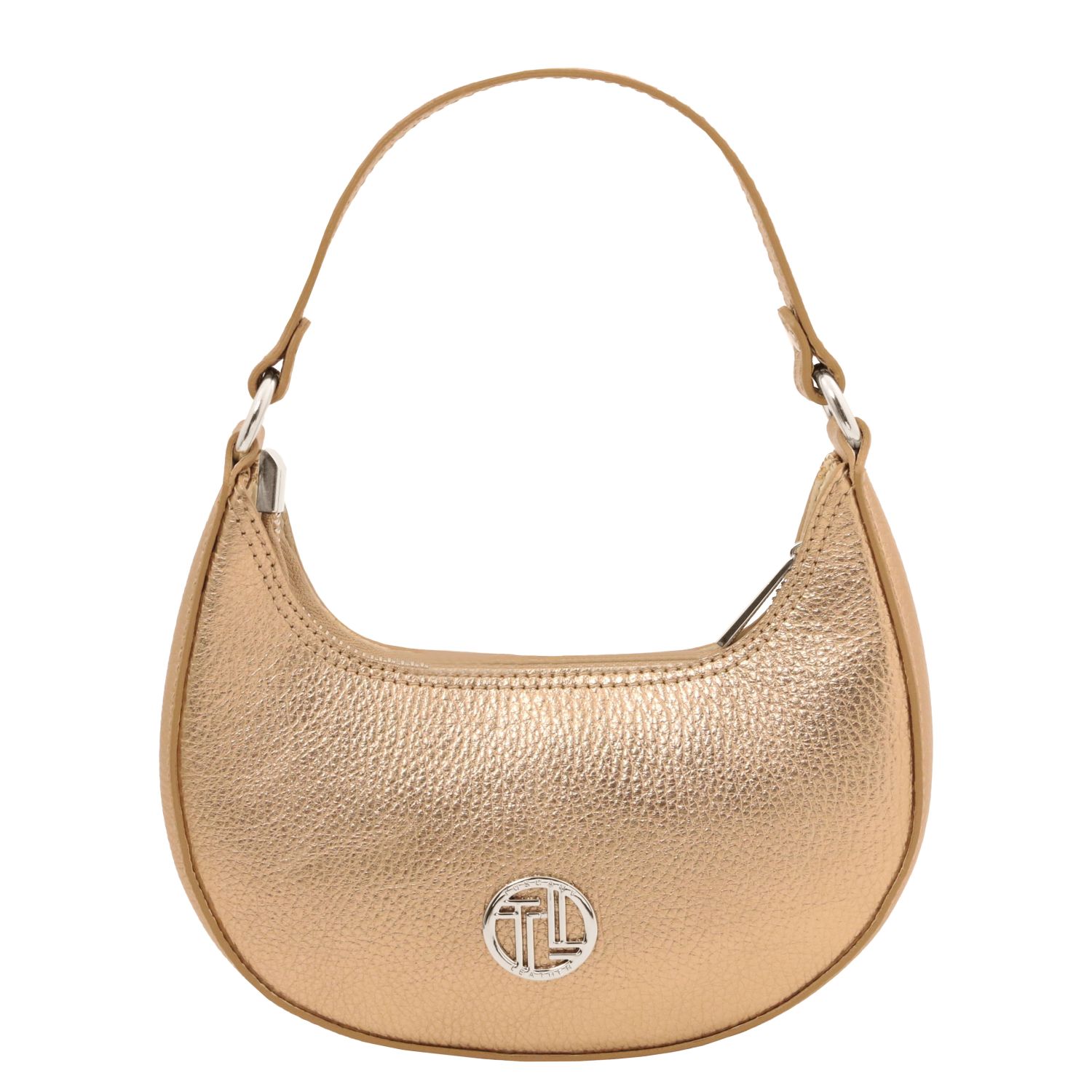 Tuscany Leather Bolso a Mano en Piel Metallic et Bandolera de Cadena