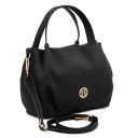 Nora Soft Woven Leather Handbag Black TL142412