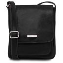 Jimmy Leather Crossbody bag for men With Front Pocket Black TL141407