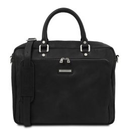 Pisa Leather Laptop Briefcase With Front Pocket Black TL142427