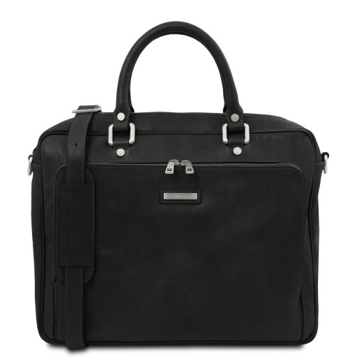 Pisa Borsa Porta Computer da Lavoro con Tasca Frontale in Pelle Nero TL142427