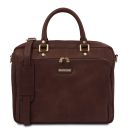 Pisa Cartable en Cuir Porte Ordinateur Avec Poche Frontale Marron foncé TL142427