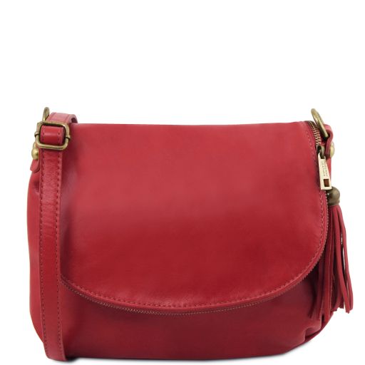 TL Bag Soft Leather Shoulder bag With Tassel Detail Red TL141223
