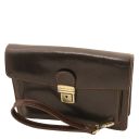 Tommy Elegante Handgelenktasche/Herrentasche aus Leder Dunkelbraun TL141442