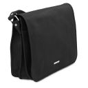 TL Messenger Bolso en Piel con Bandolera 2 Compartimentos - Modelo Grande Negro TL142430