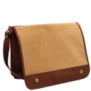 TL Messenger Bolso en Piel con Bandolera 2 Compartimentos - Modelo Grande Marrón TL142430