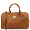 TL Voyager Maleta de Viaje en Piel con Bolsillo en la Parte Trasera - Modelo Pequeño Natural TL141250