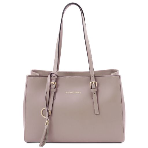 TL Bag Schultertasche aus Leder Hell Taupe TL142037