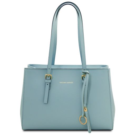 TL Bag Schultertasche aus Leder Himmelblau TL142037