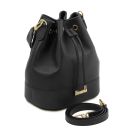 Panarea Leather Bucket bag and Exclusive zip Around Leather Wallet Black TL142443