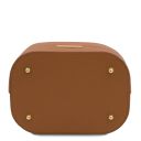 Maddalena Bolso Cubo Secchiello en Piel y Elegante Cartera en Piel con Cremallera en el Contorno Cognac TL142444