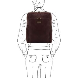 Bangkok Leather Laptop Backpack - Large Size Dark Brown TL142336