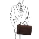 Mantova TL SMART Multifach-Aktentasche aus Leder mit Klappe Dunkelbraun TL140326