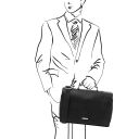 Mantova Leather Multi Compartment TL SMART Briefcase With Flap Black TL142068