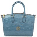 Layla Sac à Main en Cuir Effet Croco Bleu céleste TL142398