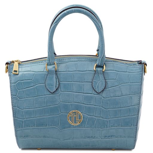 Layla Bauletto in Pelle Stampa Cocco Celeste TL142398