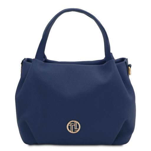 Nora Handtasche aus Weichem Leder Dunkelblau TL142372
