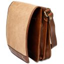 TL Messenger Two Compartments Leather Shoulder bag Honey TL141255