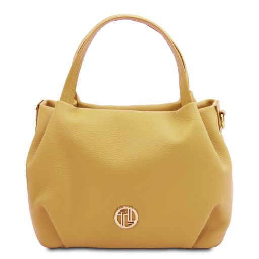 Nora Sac à Main en Cuir Souple Jaune pastel TL142372