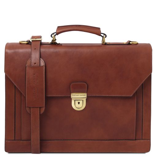 Cremona Cartable en Cuir Avec 3 Compartiments Marron TL142448