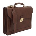 Cremona Leather Briefcase 3 Compartments Dark Brown TL142448