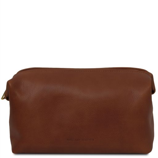 Smarty Reise- Kulturtasche aus Leder - Gross Braun TL141219