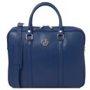 Prato Elegante Laptop Aktentsche aus Saffiano Leder Dunkelblau TL142453