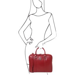 Prato Elégante Serviette Pour Portable en Cuir Saffiano Rouge TL142453