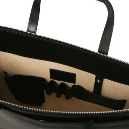 Palermo Saffiano Leather Briefcase 3 Compartments for Women Black TL141369