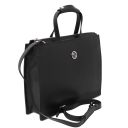 Palermo Serviette en Cuir Saffiano Avec 3 Compartiments Noir TL141369