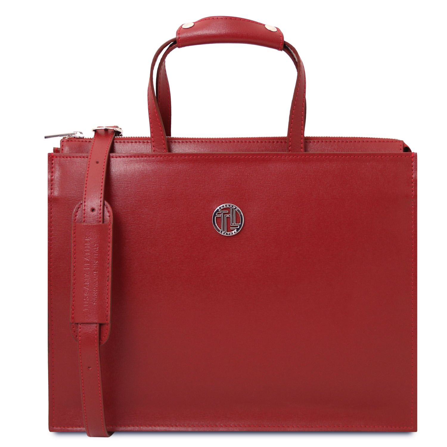 Borsa da lavoro in pelle Saffiano da donna 3 scomparti Rosso