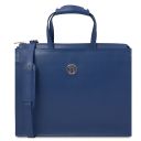 Palermo Serviette en Cuir Saffiano Avec 3 Compartiments Bleu foncé TL141369