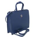 Palermo Serviette en Cuir Saffiano Avec 3 Compartiments Bleu foncé TL141369
