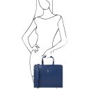 Palermo Borsa da Lavoro in Pelle Saffiano da Donna 3 Scomparti Blu scuro TL141369
