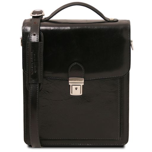 David Borsello in Pelle a Tracolla - Misura Grande Nero TL142340