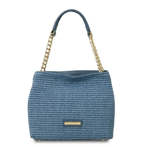 TL Bag Straw Effect Bucket bag Light Blue TL142208