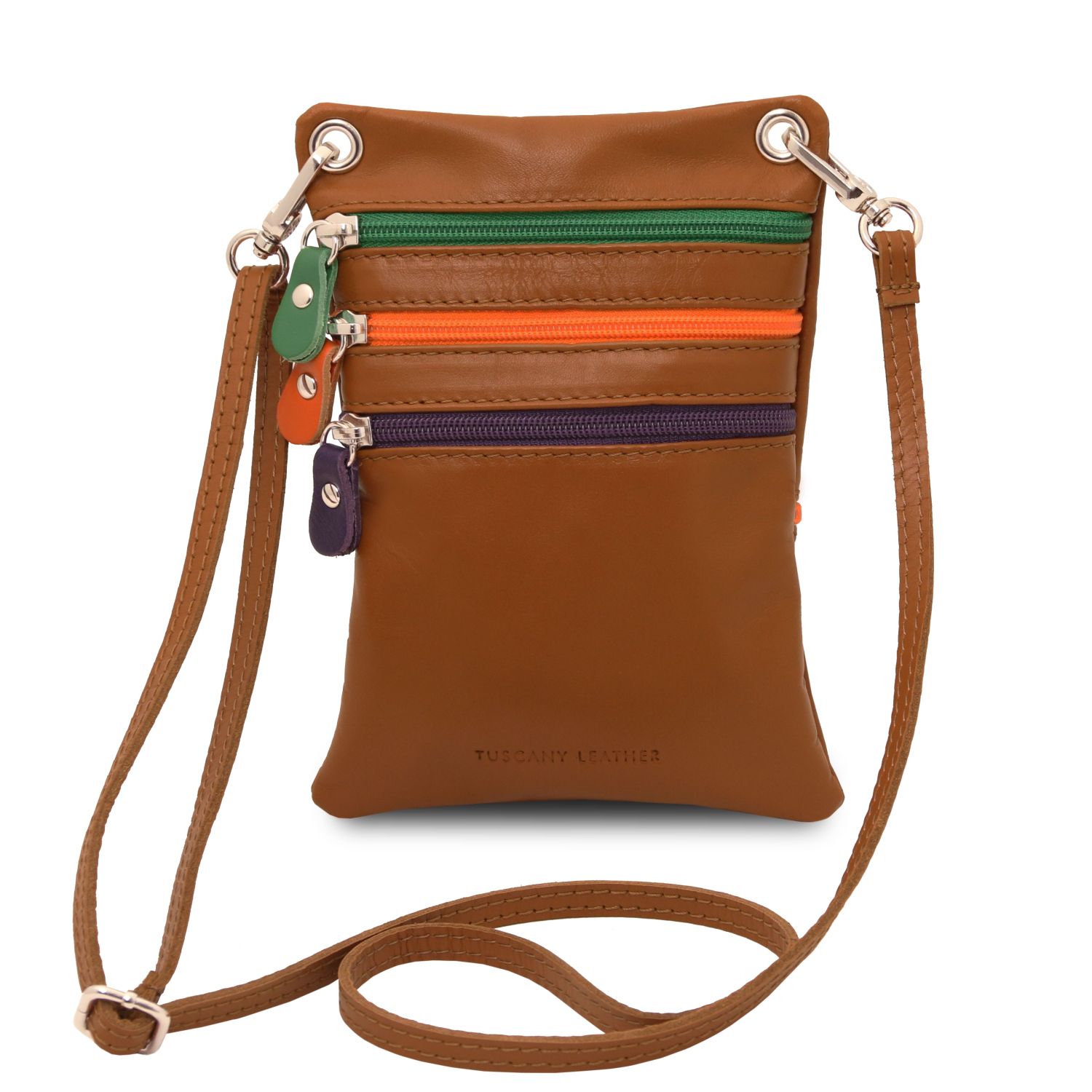 Tracollina in pelle morbida Cognac