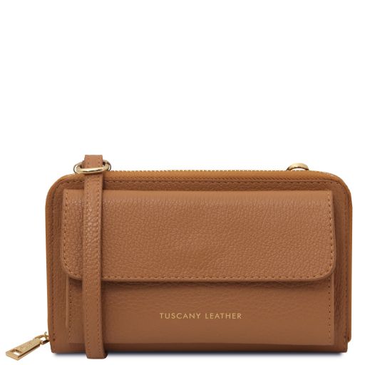 Urania Portefeuille/supporte Pour Téléphone en Cuir Avec Bandoulière Caramel TL142433