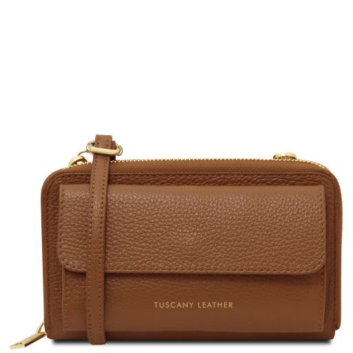 Urania Portafoglio/portacellulare in Pelle con Tracolla Cognac TL142433