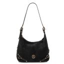 Sierra Suede Leather Shoulder bag Black TL142419
